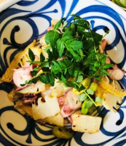 たこと焼きたけのこ、そら豆のマリネ